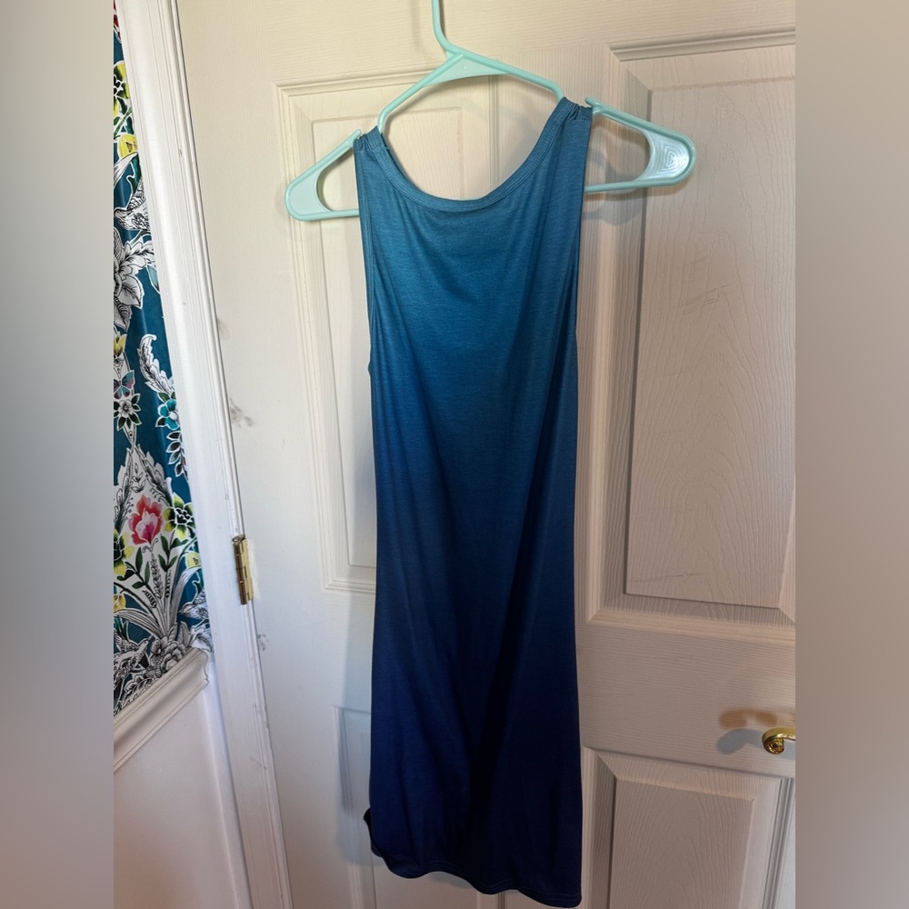Sleeveless Hollow Out Twist Bodycon Wrap Mini Dress Ombré Blue Small - Picture 4 of 4